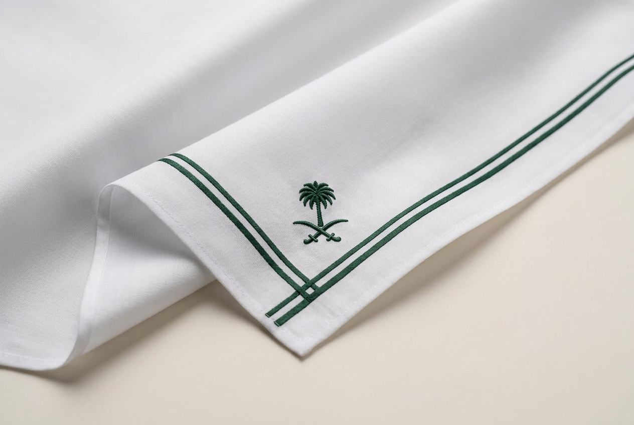 Emblem Stripe — KHAIT Premium Ghutra detail