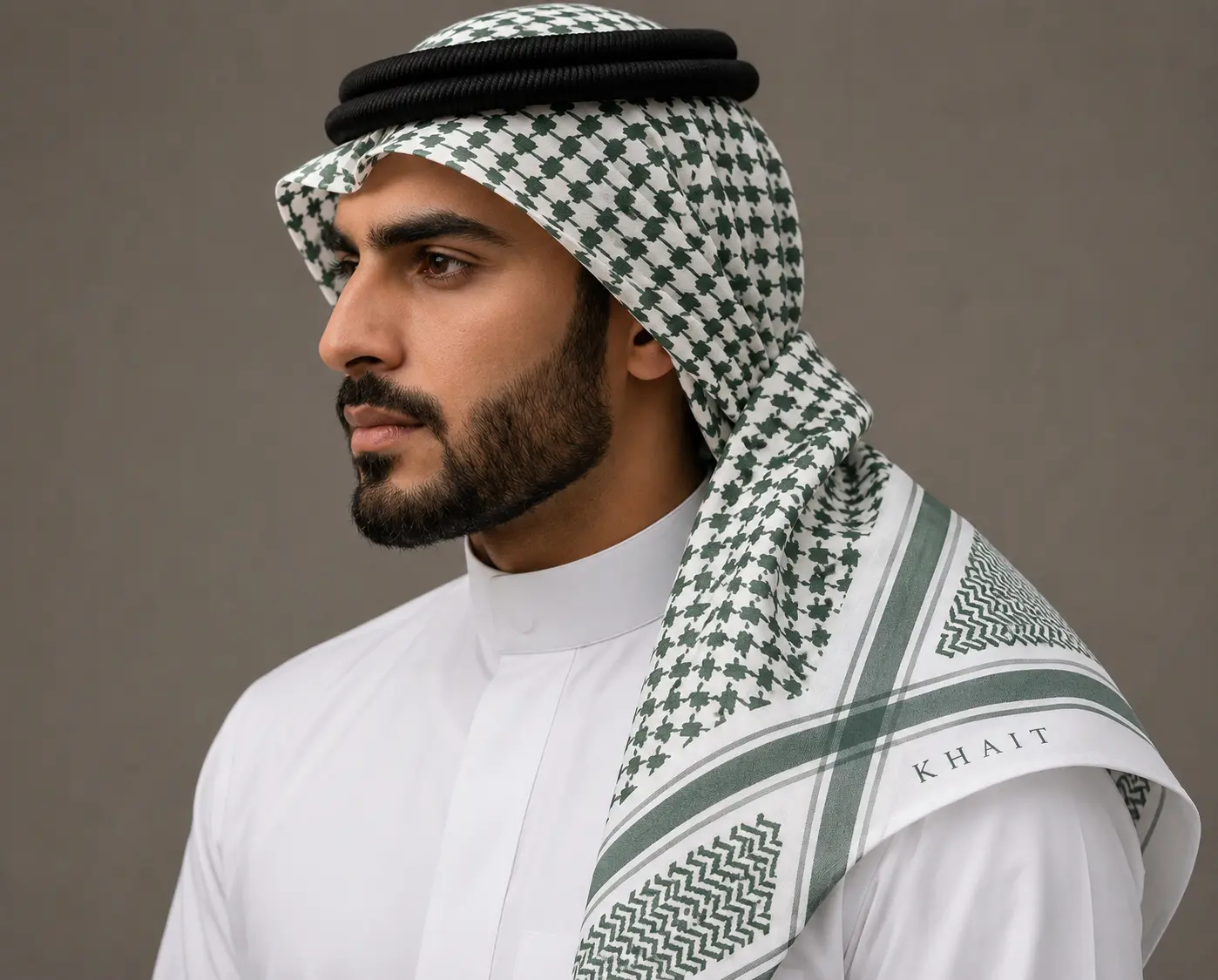 KHAIT Green Edition — Heritage Check ghutra on model