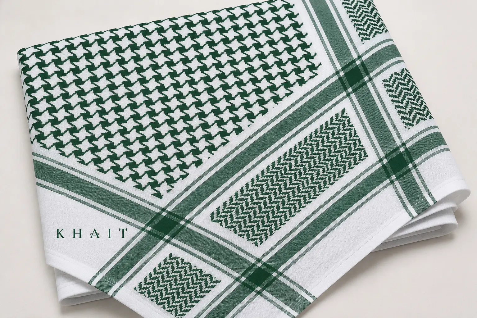 KHAIT Heritage Check — Green Edition luxury ghutra - A modern reinterpretation of the classic check pattern - premium Egyptian cotton