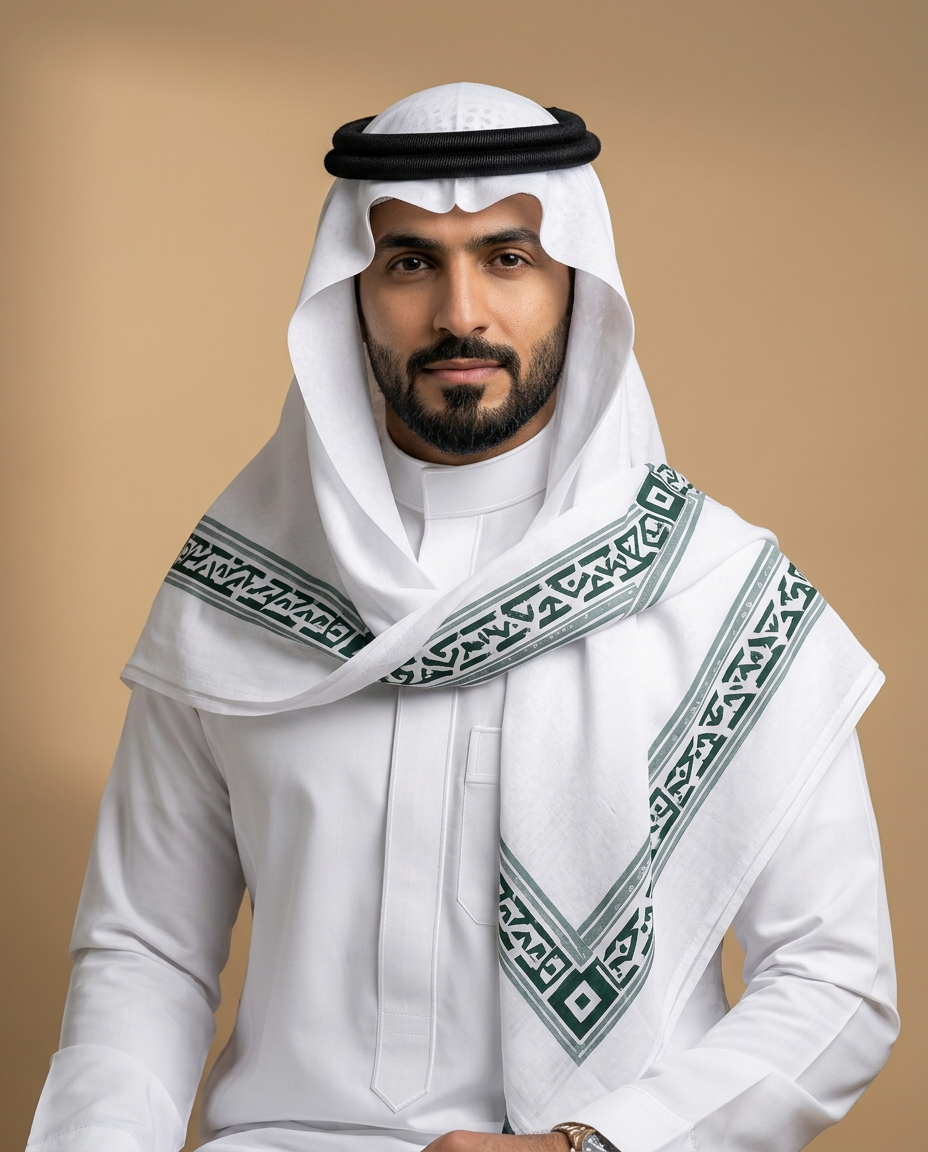 Vision Stripe ghutra (shemagh) worn on a model